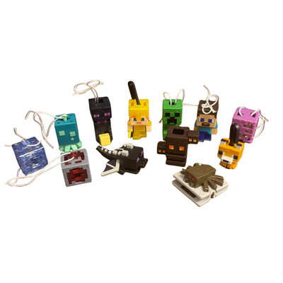 Minecraft Kinder Joy Toys Lot Mini Figures Hanging Keychain Mob Set Creeper etc.