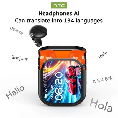 HTC NE20 Bluetooth 6.0 Earphones AI Translator Wireless Earbuds LCD Touch Sport