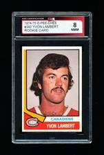 1974 OPC HOCKEY 342 YVON LAMBERT ROOKIE CARD KSA 8 NEAR MINT-MINT CANADIENS. rookie card picture