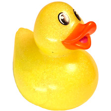FREE SHIP - 2 1/2" YELLOW GLOSSY GLITTER SPARKLE CRUISING RUBBER DUCK CRUISE
