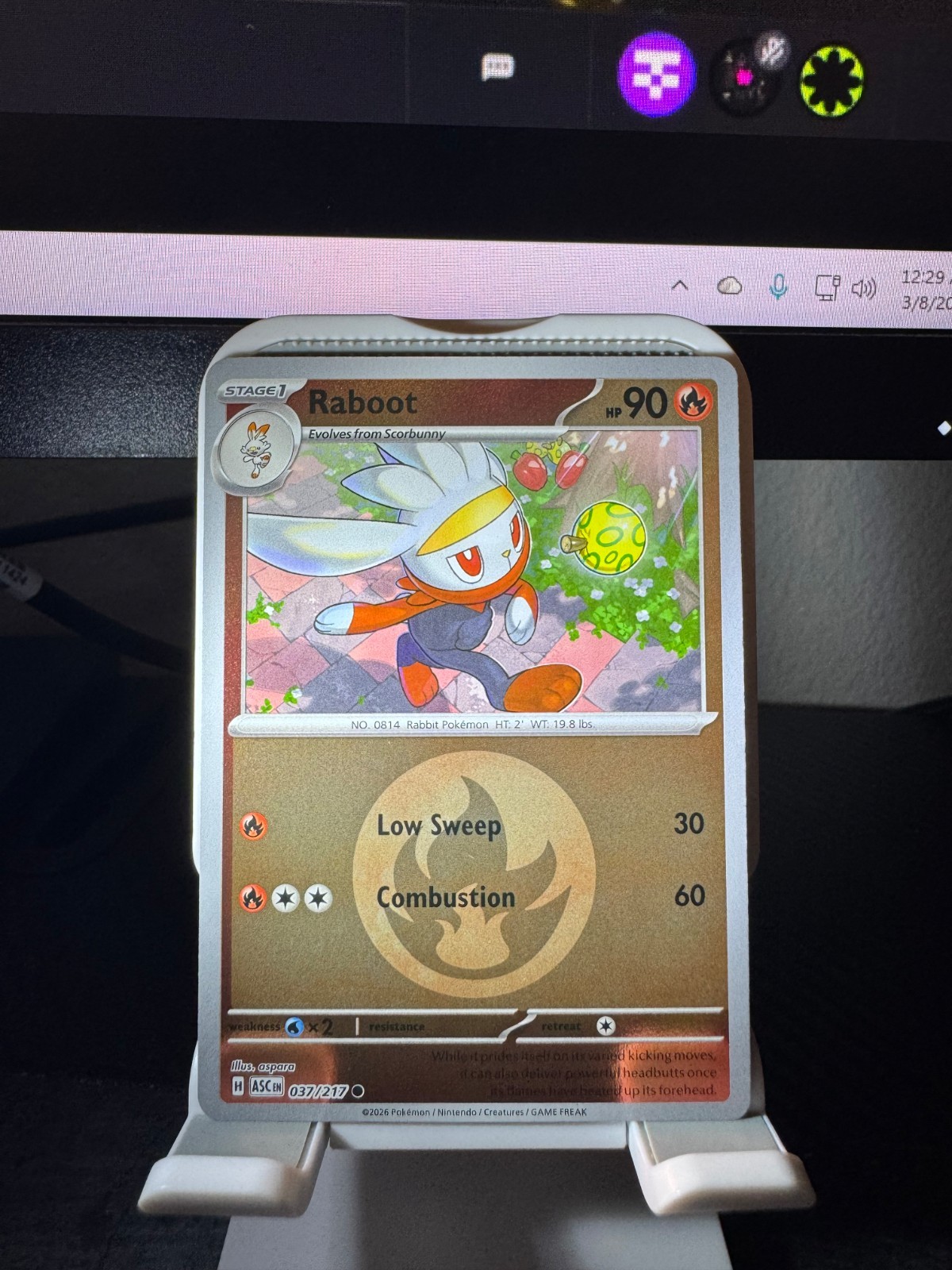 Pokemon TCG Raboot (Energy) Reverse Holo 037/217 Ascended Heroes