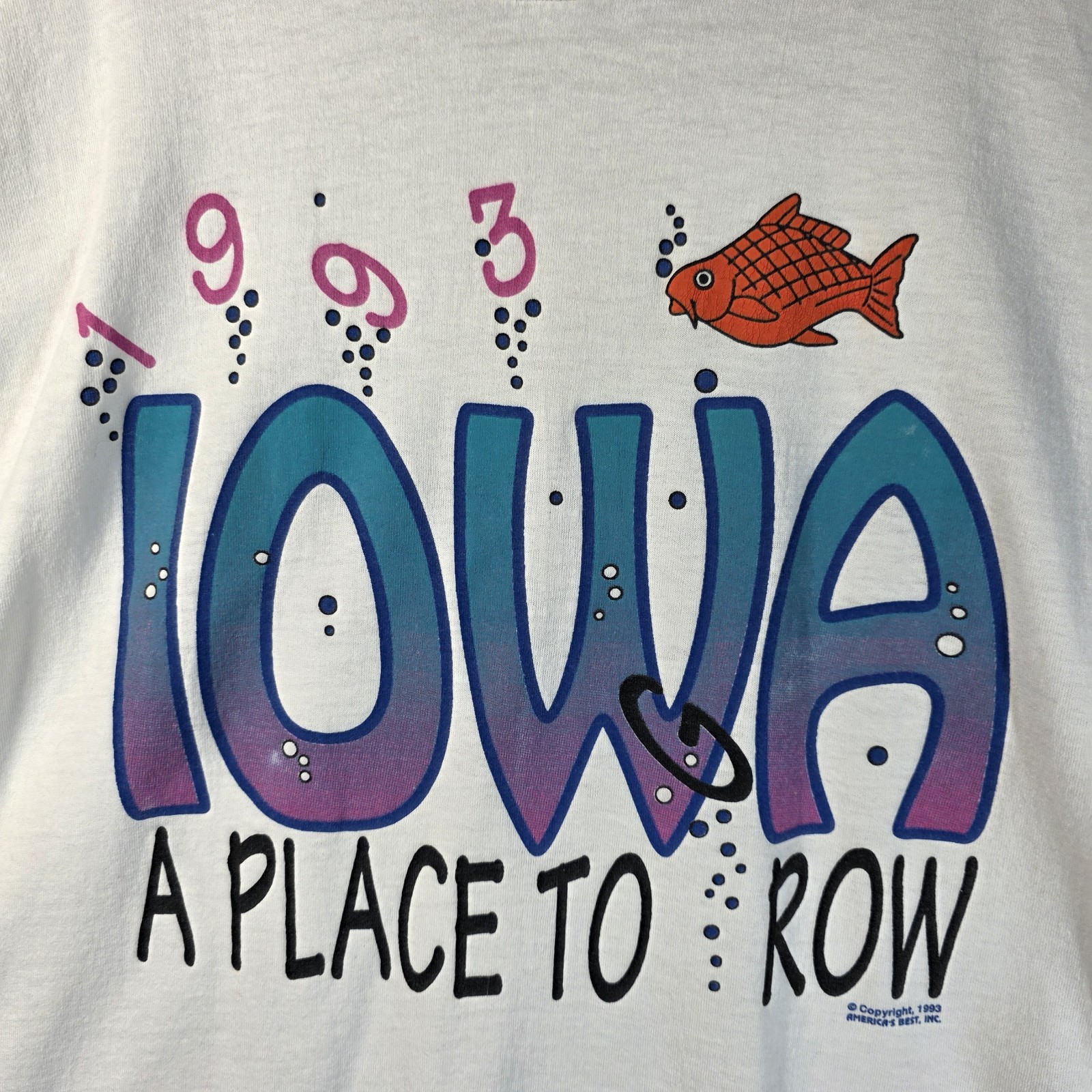 FILA Maglietta Vintage Iowa Flood of 1993 "Iowa A Place To (G)Row" Taglia X Large