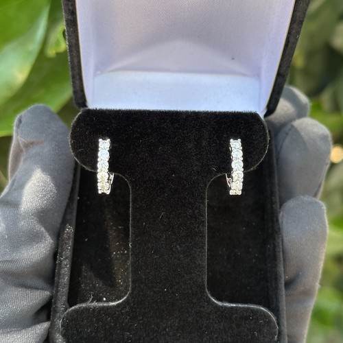 Roberto Coin 18K White Gold Classic .70cttw Diamond Huggy Hoop Earrings