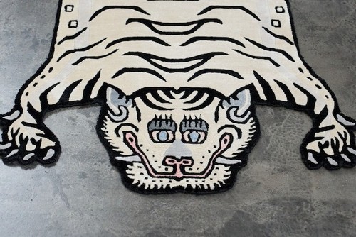 White 3x5 Ft Tibetan Tiger Rug Animal Print Tufted Area Rug With 100% Pure Wool - Picture 3 of 5