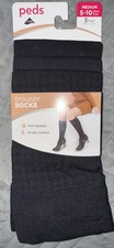 NEW 3PK WOMEN SIZE 5-10 PEDS REPREVE BLACK TROUSER SOCK, houndstooth, plain,dot