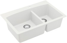 Karran USA QT-711 Quartz QT 33" Drop In Double Basin Quartz - White