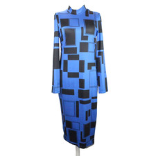 Shein Dress Midi Bodycon Blue & Black Women Size 8/10 Stretch Knit