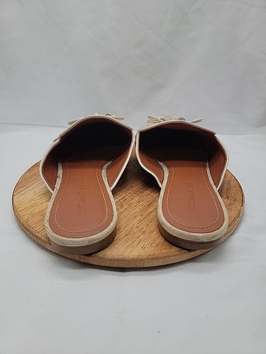 Coach Stassi Slides Mules Logo Bow Beige Womens Shoes Size 11B FG2709 - Picture 4 of 11