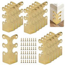 15 Pcs Baseboard Corner Protectors, Vintage Brass Skiffers with Screws, Antiq...