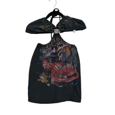 Vintage Y2K Furst Of A Kind Halter Dress Black Racing Nascar Emo Grunge Recycled