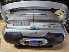 SuperSonic Portable CD MP3 USB Bluetooth Cassette Boombox SC-729BT Silver READ