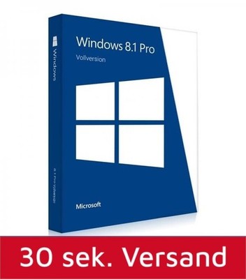 Windows 8.1 Pro Professional 32-Bit/x64, Sofortversand Key per E-Mail