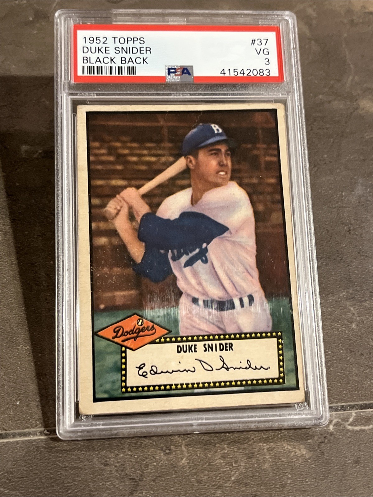 🟦🔥Duke Snider🔥🟦1952 Topps #37 HOF PSA 3 VG-EX CENTERED Dodgers BLACK BACK view 11