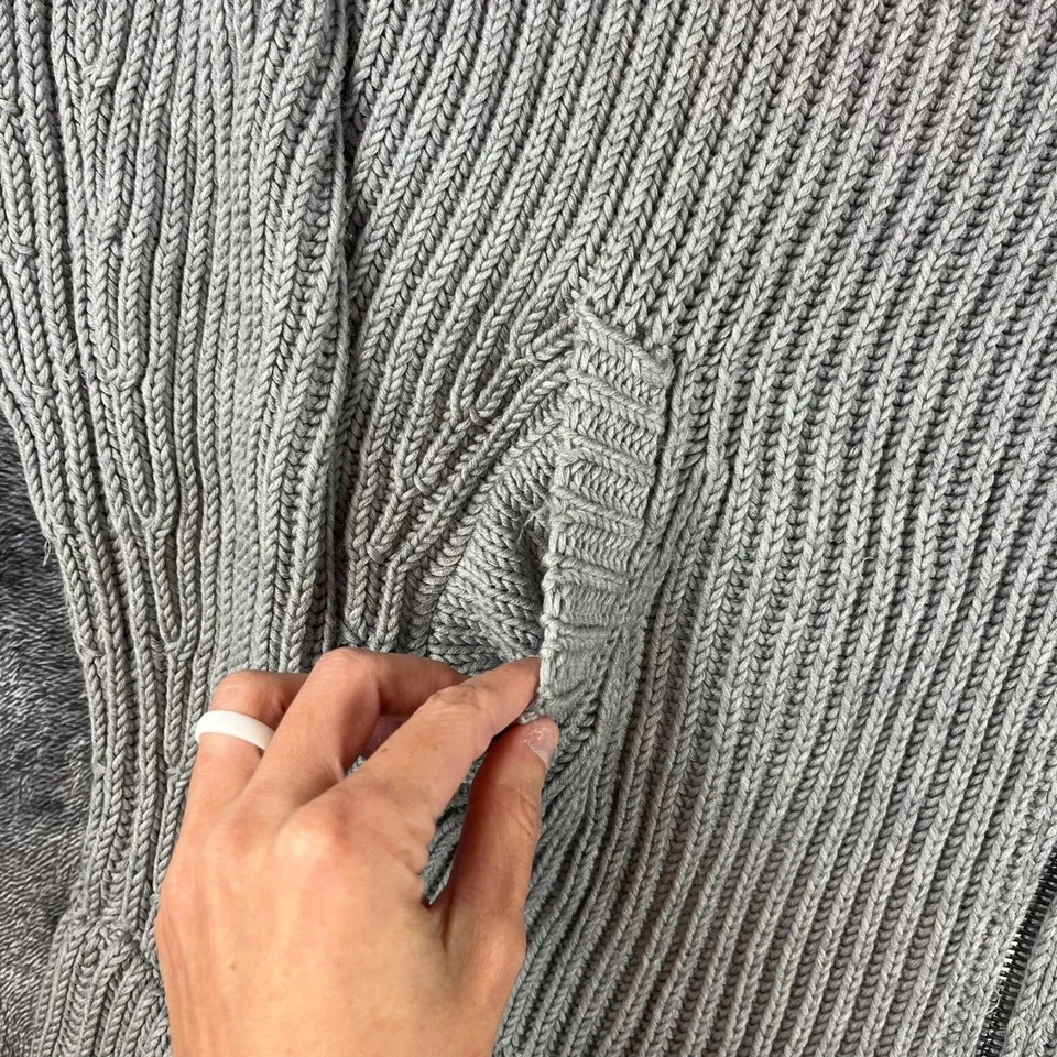 Nicole Farhi Chunky Knitted 100% Wool Hoodie Full Zip Gray Jacket Men's M* - Image 4 of 4