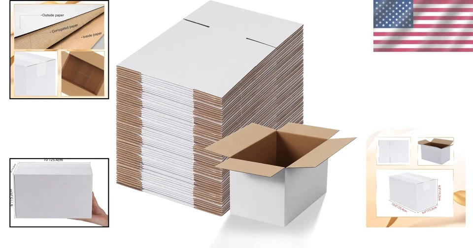 White Cardboard Boxes 10x6x6 Set of 40 for Shipping - Image 2 of 4