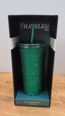 Rhinestone Emerald Green Hydrapeak Tumbler 25 oz Traveler Glimmer Collection NEW