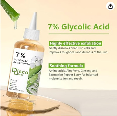 7% Glycolic Acid Exfoliating Toner, Hydrating Facial Toner, Smooth Glowing Sk...