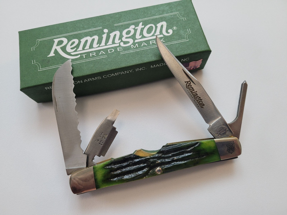Deadstock bone-handle pocket knife with a niche waterfowl choke tool built in — a true NOS collector's piece for the hunter who appreciates old American steel.