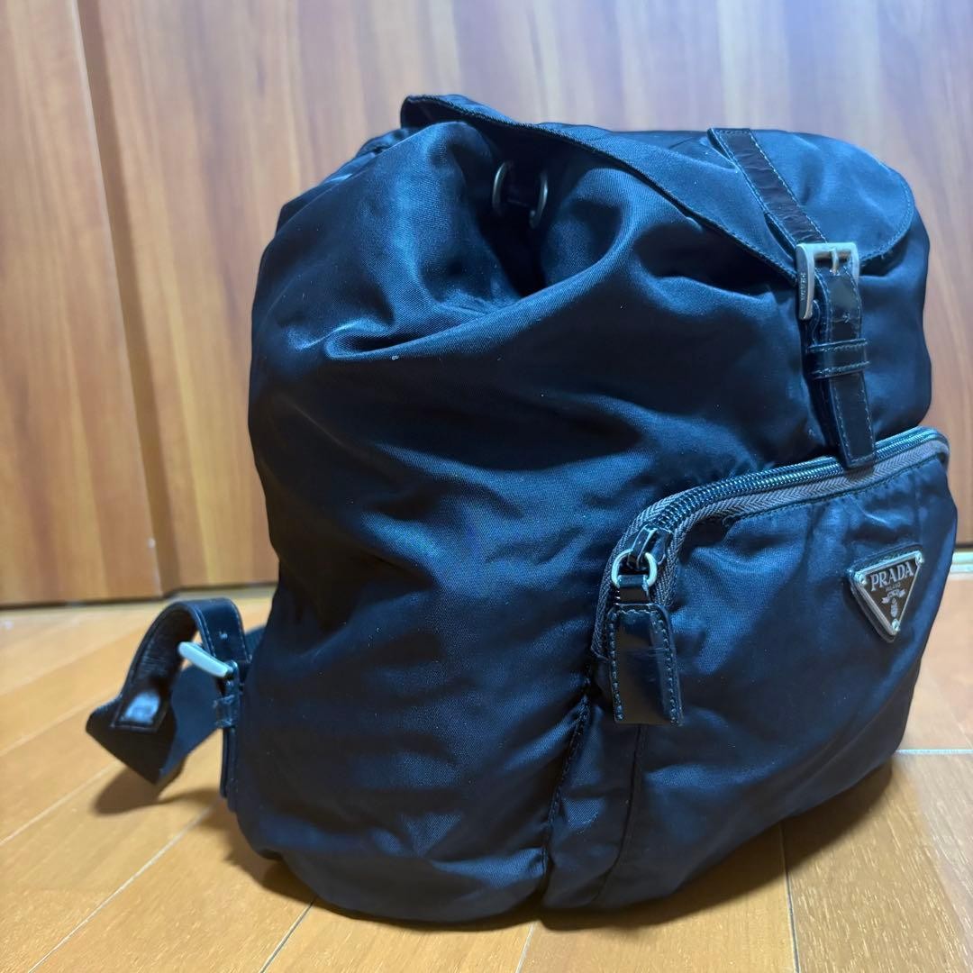 Prada Mini Backpack Black Nylon Drawstring Used A… - image 4