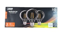 Feit Electric G25 E26 Medium Filament LED Bulb Soft White 100 W 3-Pack New