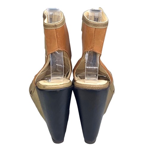 Farylrobin X Anthropologie Damski Brązowy Skórzany Zamek błyskawiczny Klin Rozmiar US 7 - Zdjęcie 7 z 12