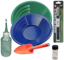 Sluice Monkey 12" Blue  Green Gold Pan Panning Kit with 4oz Sniffer