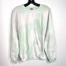 Gildan Sweatshirt Womens Size Medium Green Tie Dye Sweater Long Sleeve Pullover