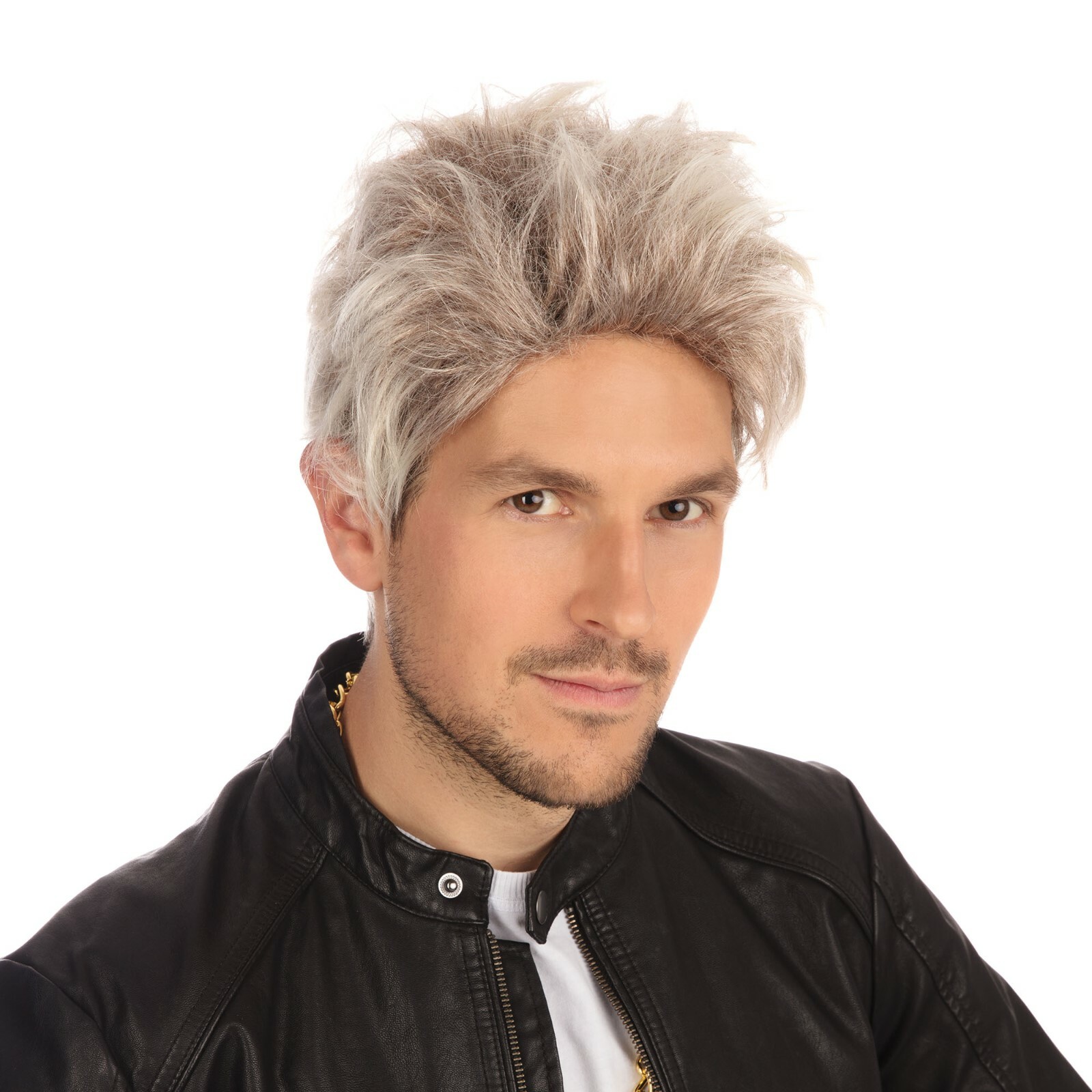 Mens 80s Boy Band Wig Brown Blonde 1980s Pop Star Fancy Dress Adults Wig