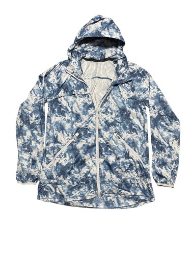 Lululemon Miss Misty Jacket SIze 10 White Blue Tie Dye Packable Hooded Full Zip