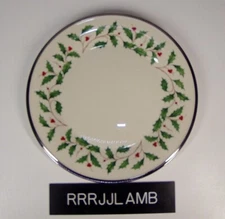 Vtg Lenox Holiday Platinum Holly Christmas DINNER PLATE 10 3/4" Porcelain USA