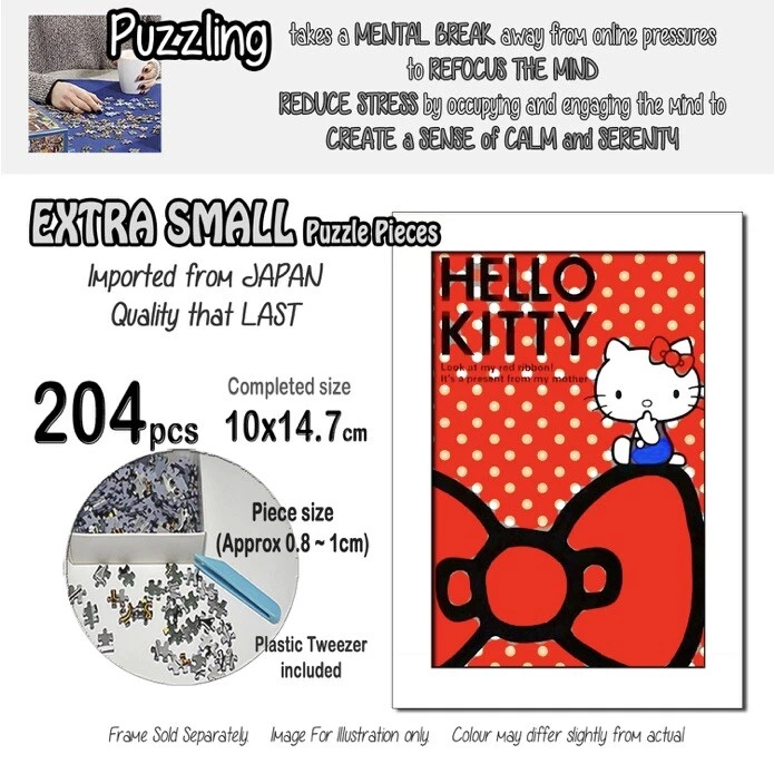 Quebra-cabeça Hello Kitty Yanoman 204 peça extra pequena do Japão RARO - Imagem 4 de 4
