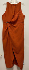 NWT ASOS DESIGN MAXI DRESS-Dark Orange Sleeveless, Faux Wrap, Open Slit Back 12