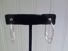 Vintage Silvertone Metal Hoop  A Half Wire Pierced Earrings