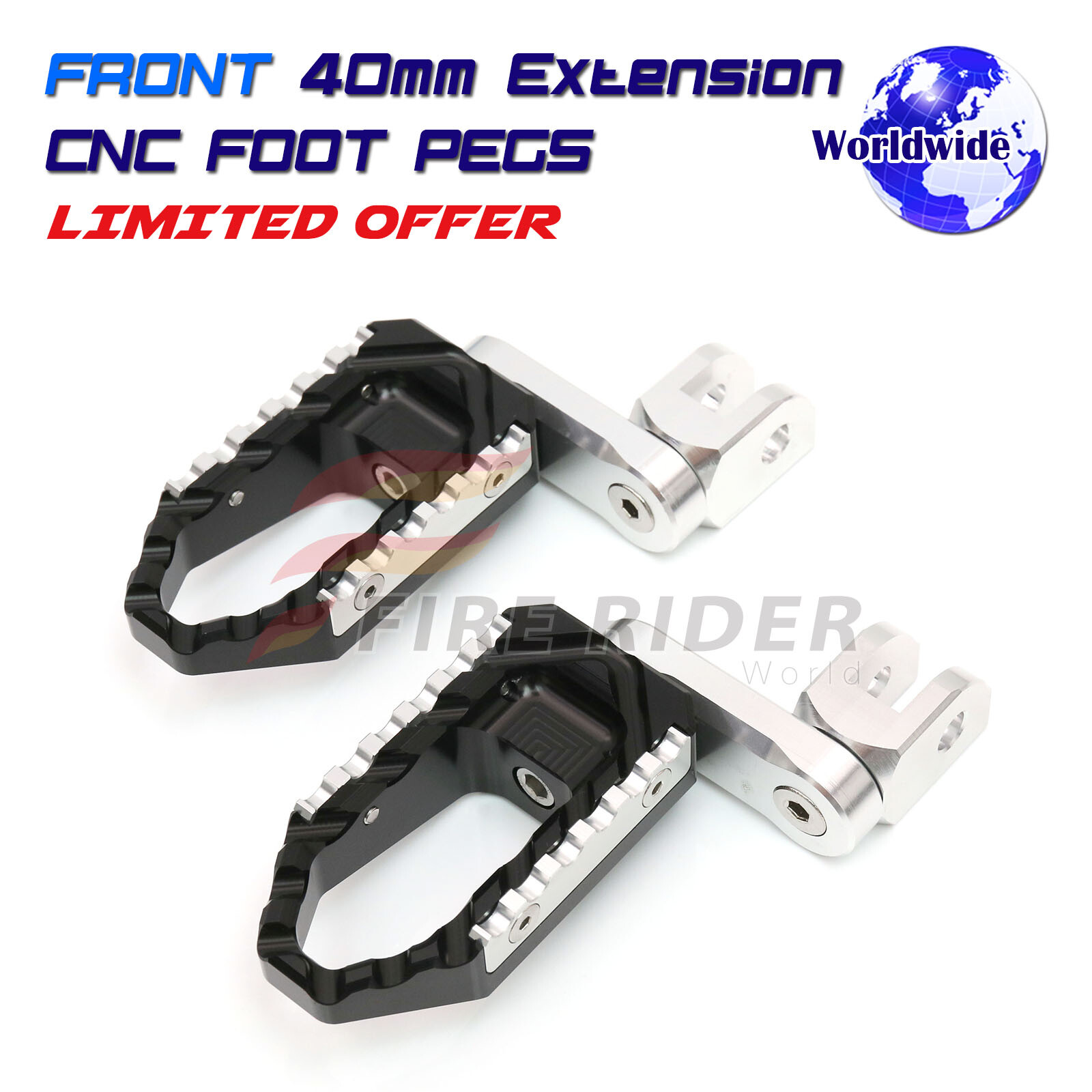 For Versys KLE 650 0614 BLACK Antislip Rider 40mm Lowering Wide Foot