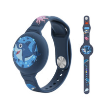 Waterproof AirTag Bracelet for Kids, Cartoon Skin-Friendly Soft Silicone -Blue