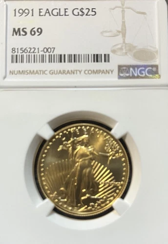 1991 $25 American Gold Eagle 1/2 oz NGC MS69