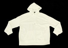 Shein Women's Basic Kangaroo Pocket Drop Shoulder Drawstring Hoodie AR8 White L