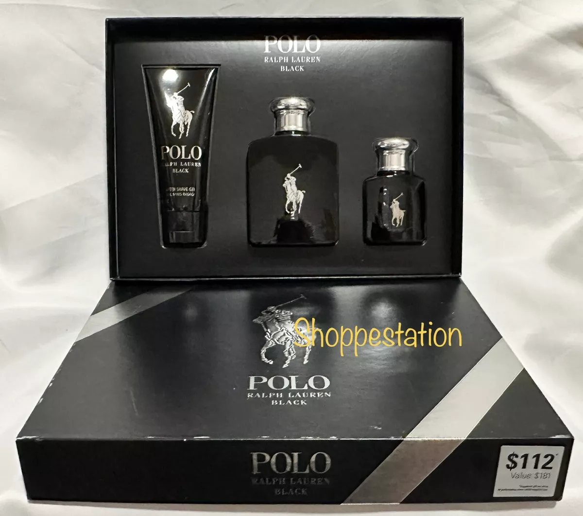 Ralph Lauren POLO BLACK EDT 3PCs Set Spray 125ml Spray 40ml
