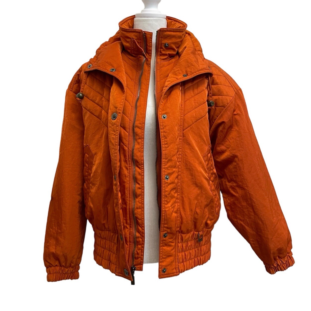 Vintage 80s FERA Orange Ski & Snow Winter Nylon Softshell Puffer Jacket sz 10