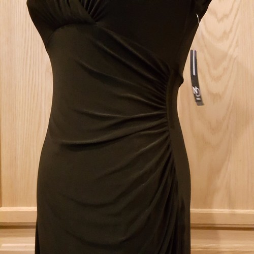 NEW DIRECTIONS Black V-Neck Ruched Stretch Jersey Dress, 4R - $94 - Picture 4 of 7