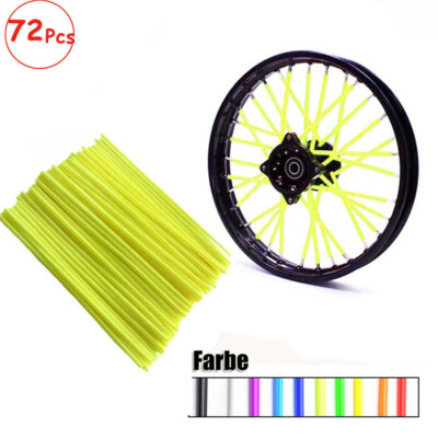 Fluoreszierendes Grün 72x Motorrad Speichencover Speichenröhre Wheel Spoke Skip