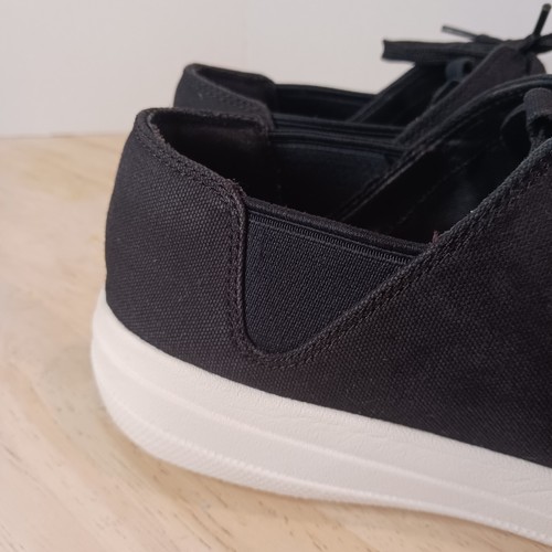 FITFLOP Women’s Lace Up Low Top Canvas Trainers Sneakers Black White Size 7 - Picture 5 of 18