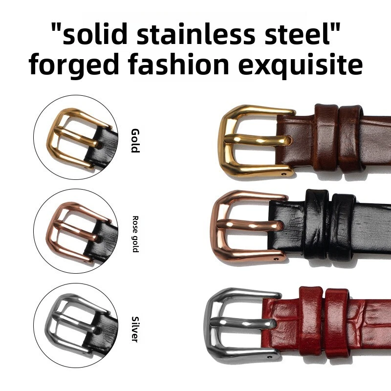 Crocodile Grain Calf Genuine Leather Watch Straps Ladies One Piece Band 8mm 10mm - Image 4 of 4