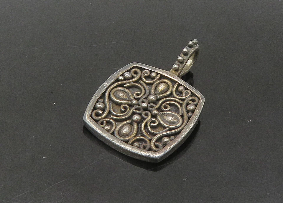 LORI BONN 925 Sterling Silver Vintage Dark Tone Swirl Design Pendant PT18154 - Image 3 of 4