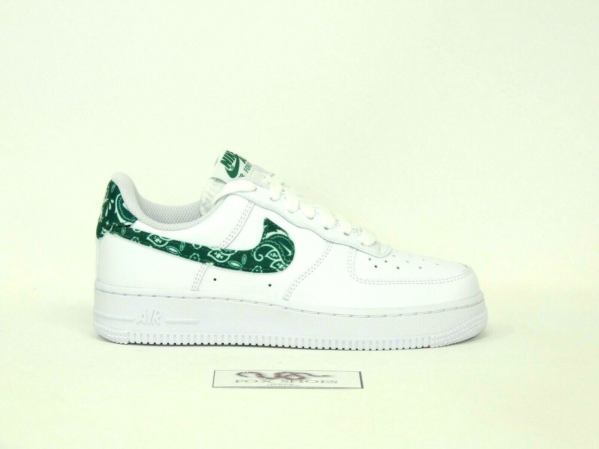 Nike Air Force 1 Low White Green Paisley Swoosh - Size 6 / 6.5 / 7