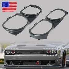 LH & RH Front Headlight Bezel Lamp Cover Trim Set For 2015-2021 Dodge Challenger