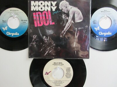  4 ' BILLY IDOL ' HIT 45's+1PICTURE SLEEVE[MONY MONY(live)] THE 80's&90's! 