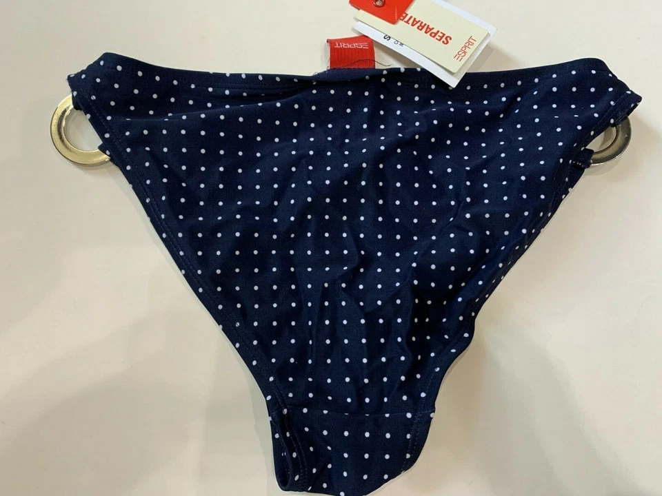 $40 NUEVO NUEVO CON ETIQUETAS BIKINI PARA MUJER ESPRIT AZUL MARINO PUNTOS ANILLOS ELEGANTE TRAJE DE BAÑO TALLA INFERIOR XS Foto 2 de 4