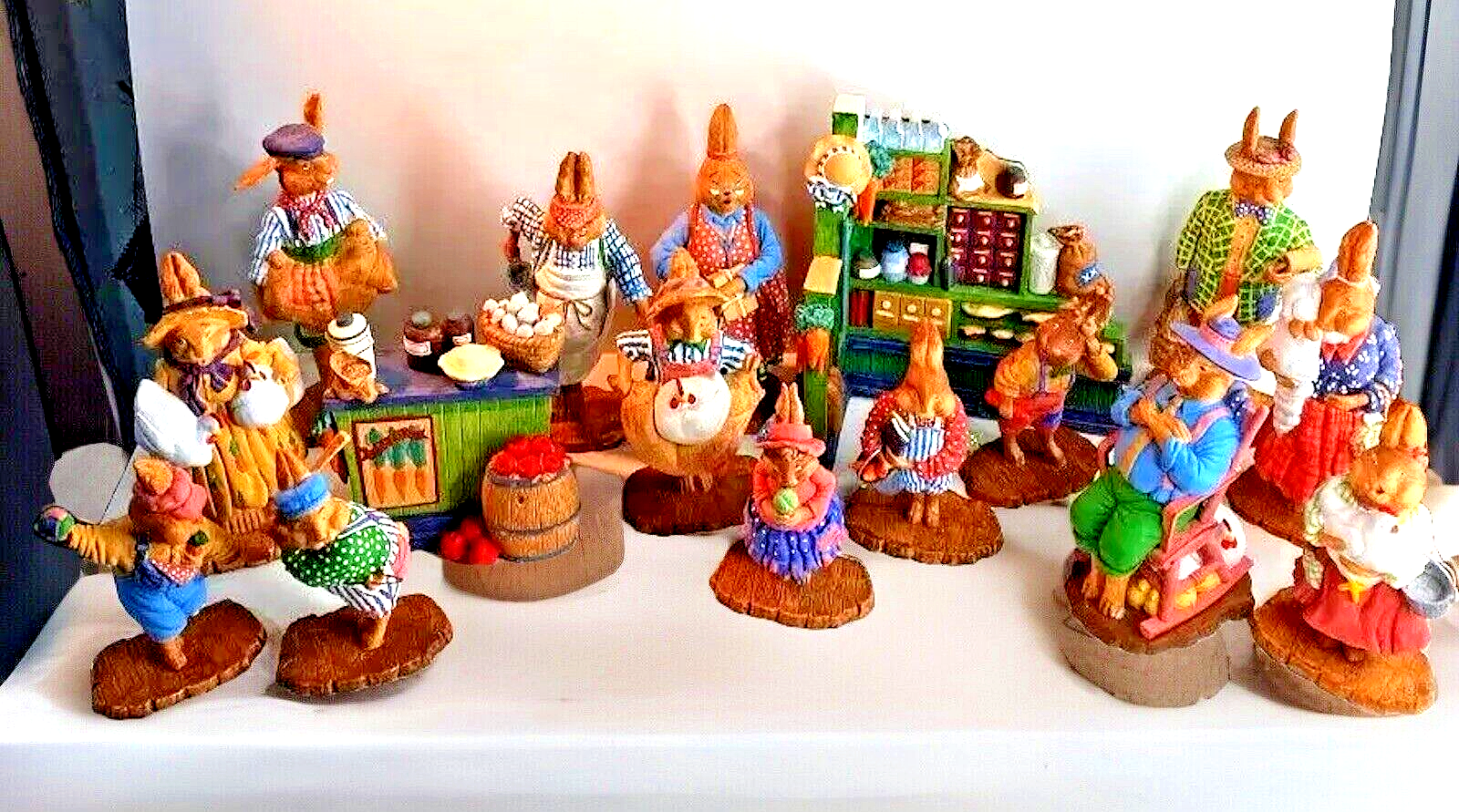 Lot 16 Dept 56 GENERAL STORE Easter Village Bunny Rabbits Figurines Collectibles