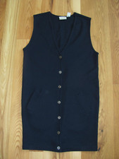 Preview Collection Navy 100 Merino Wool V-Neck Sleeveless Button Front Medium